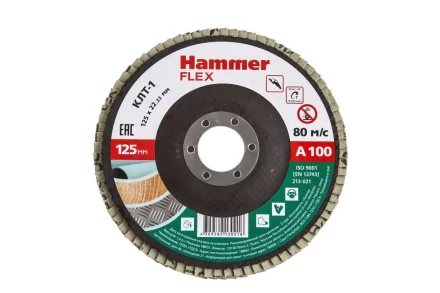 Круг Лепестковый Торцевой (КЛТ) HAMMER КЛТ 1 Ф125х22 Р100 213-021 купить в Нижневартовске