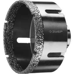 Алмазная коронка ЗУБР &quot;ПРОФЕССИОНАЛ&quot; универсальная для УШМ, сухое сверление, алмазы на вакуумной пайке,  посадка М14, d=83мм 29865-83