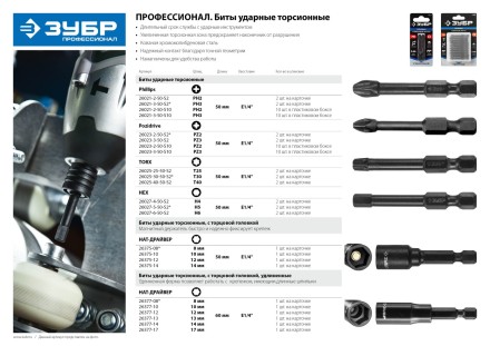 ЗУБР PZ2, 2 шт, 50 мм, ударные биты, Профессионал (26023-2-50-S2) купить в Нижневартовске