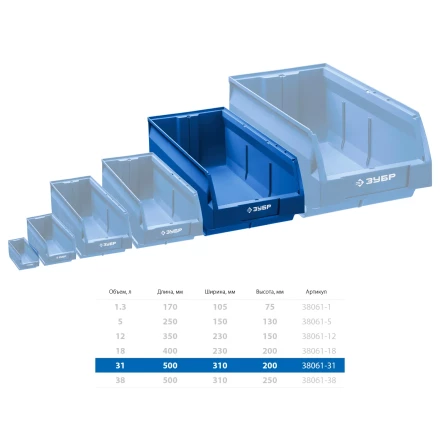 ЗУБР ЛСК-31, 31 л, 500 х 310 х 200 мм, складской лоток, Профессионал (38061-31) купить в Нижневартовске