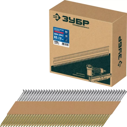 ЗУБР SN34 (D34) 63 х 2.8 мм, реечные гвозди рифленые оцинкованные, 4000 шт (305399-63) купить в Нижневартовске