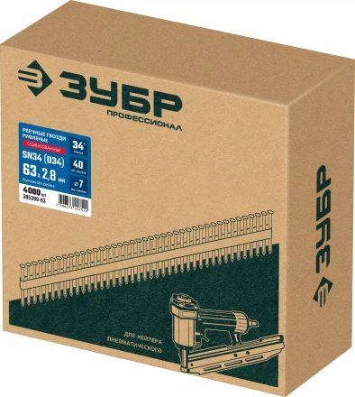 ЗУБР SN34 (D34) 63 х 2.8 мм, реечные гвозди рифленые оцинкованные, 4000 шт (305399-63) купить в Нижневартовске