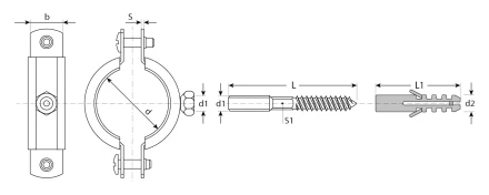 ЗУБР 1 1/2, цинк, 1 шт, трубный хомут с сантехнической шпилькой и дюбелем (37866-47-52) купить в Нижневартовске