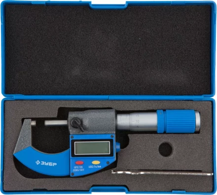 Микрометр ЗУБР "ЭКСПЕРТ" гладкий цифровой, МКЦ 25, диапазон 0-25мм, шаг измерения 0,001мм 34482-25_z01 купить в Нижневартовске