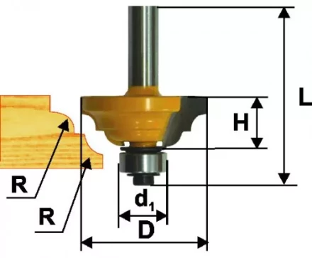 Фреза кром. калевочная ф42,8х19мм R6,35мм хв. 8мм Энкор 46269 купить в Нижневартовске