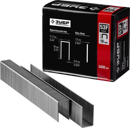 Скобы тип 53F, 19 мм, особотвердые, ЗУБР "ПРОФЕССИОНАЛ" 31950-19, 5000 шт 31950-19 купить в Нижневартовске