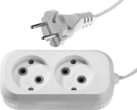 Удлинитель СИБИН электрический, ШВВП сечение 0,75кв мм, 2 гнезда, макс мощн 1300Вт, 2м 55091-2 купить в Нижневартовске