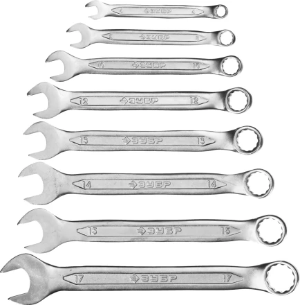 Набор ЗУБР "МАСТЕР": Ключ гаечный комбинированный, Cr-V сталь, хромированный, 6-17мм, 8шт 27087-H8 купить в Нижневартовске