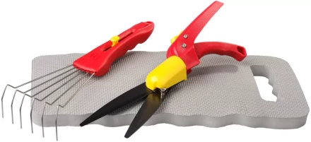 Набор GRINDA садовый, 3 предмета: ножницы для стрижки травы, подколенник, грабельки 8-422035 купить в Нижневартовске