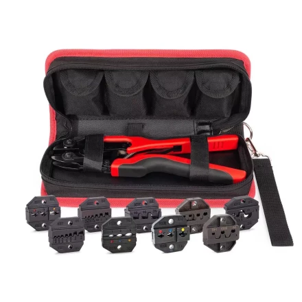 Пресс-клещи КВТ СТВ+9 с 9 матрицами МПК для опрессовки разъемов, втулочных, изолированных и неизолированных наконечников (набор) (89183) купить в Нижневартовске