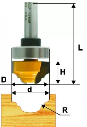 Фреза пазовая фасонная Ф35Х16 мм R55 мм хвостовик 12 мм 46132 купить в Нижневартовске