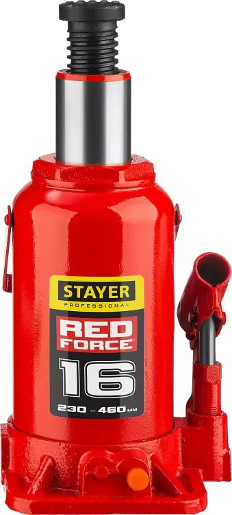 Домкрат гидравлический бутылочный "RED FORCE", 16т, 230-460 мм, STAYER 43160-16 43160-16_z01 купить в Нижневартовске
