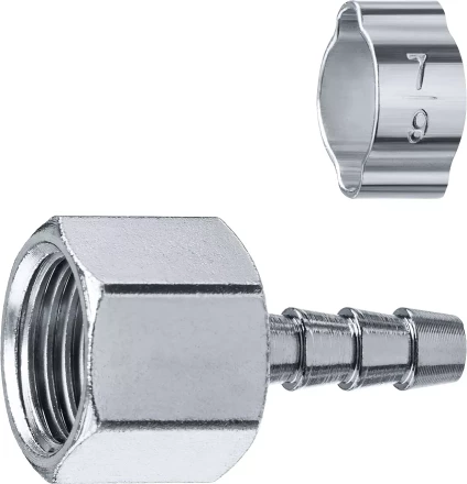 ЗУБР штуцер елочка, 6 мм - 1/4F, переходник с обжимным хомутом, Профессионал (64923-1/4-06) купить в Нижневартовске