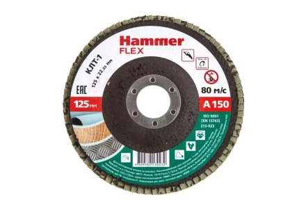 Круг Лепестковый Торцевой (КЛТ) HAMMER КЛТ 1 Ф125х22 Р150 213-023 купить в Нижневартовске