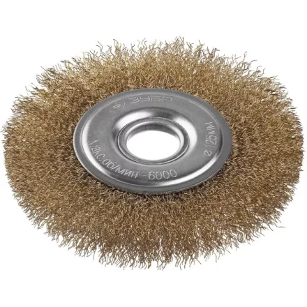 ЗУБР "ПРОФЕССИОНАЛ". Щетка дисковая для УШМ, витая стальная латунированная проволока 0,3мм, 125х22мм 35187-125_z01 купить в Нижневартовске