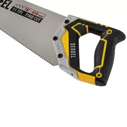 Ножовка по дереву, 450 мм, 11 TPI, зуб 3D, металлопластиковая рукоятка Denzel 24141 купить в Нижневартовске