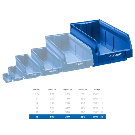 ЗУБР ЛСК-38, 38 л, 500 х 310 х 250 мм, складской лоток, Профессионал (38061-38) купить в Нижневартовске