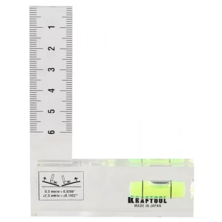 Угольник-уровень KRAFTOOL "PRO" "CRYSTAL", 1 ампула, шкала 60мм 1-34867 купить в Нижневартовске