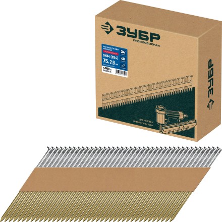 ЗУБР SN34 (D34) 75 х 2.8 мм, реечные гвозди рифленые оцинкованные, 4000 шт (305399-75) купить в Нижневартовске