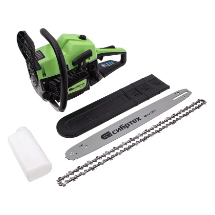 Пила цепная бензиновая Сибртех БП-5245 95209, 52 см3, шина 45 см, шаг 0.325, паз 1,5 мм, 72 звена купить в Нижневартовске