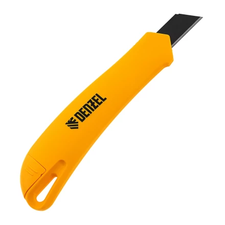 Нож Denzel, 18 мм, сменное лезвие, SK4, облегченный корпус, нажимной фиксатор, 78941 купить в Нижневартовске