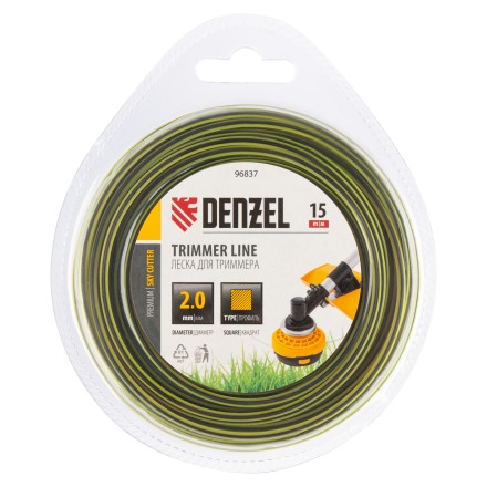 Леска для триммера двухкомпонентная квадратная, 2,0мм х 15м, блистер SkyCutter Denzel 96837 купить в Нижневартовске
