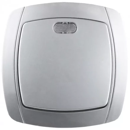 Выключатель СВЕТОЗАР "АКЦЕНТ" одноклавишный в сборе, с подсветкой, цвет серебристый металлик, 10А/~250В SV-54231-SM купить в Нижневартовске