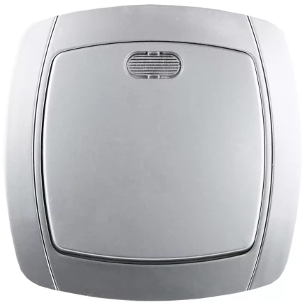 Выключатель СВЕТОЗАР "АКЦЕНТ" одноклавишный в сборе, с подсветкой, цвет серебристый металлик, 10А/~250В SV-54231-SM купить в Нижневартовске