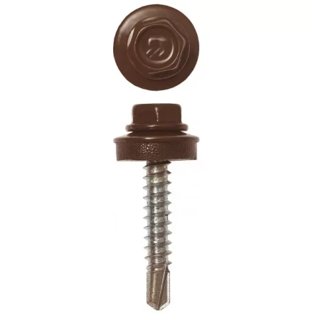 Саморезы ЗУБР &quot;ПРОФЕССИОНАЛ&quot; окраш., RAL 8017 шокол.-коричн., для крепл. кров. матер. к дерев. обреш., 4.8x29мм, 400шт 4-300315-48-029-8017 купить в Нижневартовске