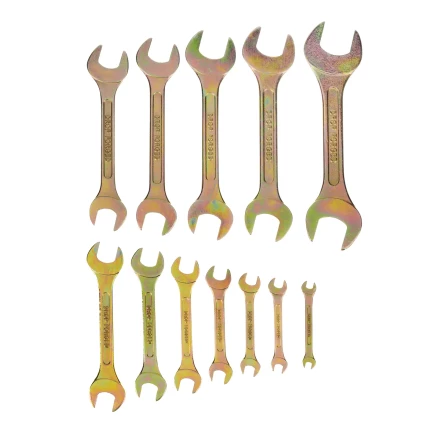 Набор ключей рожковых Сибртех 15281, 6-32 мм, 12 шт, желтый цинк купить в Нижневартовске