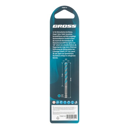 Сверло универсальное Gross, Multipurpose PRO, 6-гр. хвостовик, 10мм купить в Нижневартовске