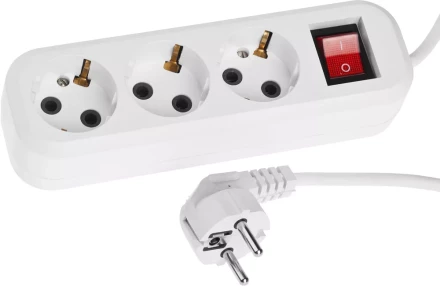 Удлинитель СИБИН электрический, ПВС сечение 0,75кв мм, 3 гнезда, макс мощн 2200Вт, 5м, заземление, выключатель 55036-5 купить в Нижневартовске