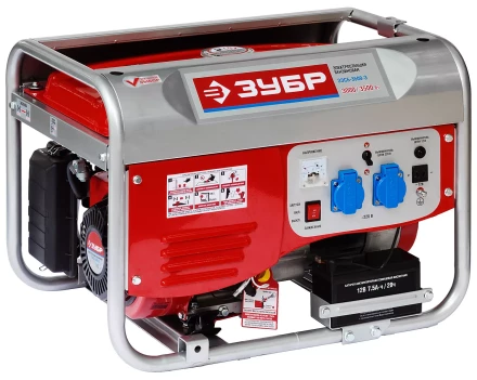 Электростанция ЗУБР бензиновая, 4-х тактная, ручной и электрический пуск, 220/12В, 3500Вт ЗЭСБ-3500-Э купить в Нижневартовске