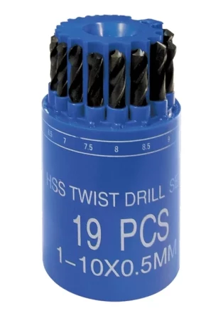 Набор сверл по металлу 1-10 мм (через 0,5 мм) HSS 19 шт в стакане цилиндрический хвостовик SPARTA 723505 купить в Нижневартовске