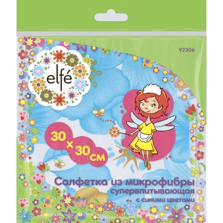 Салфетки из микрофибры с синими цветами 300х300 мм Elfe 92306 купить в Нижневартовске