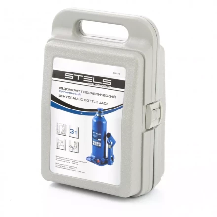 Домкрат гидравлический бутылочный 3 т h подъема 188-363 мм в пластиковом кейсе Stels 51173 купить в Нижневартовске