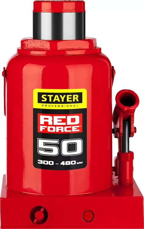 Домкрат гидравлический бутылочный "RED FORCE", 50т, 300-480 мм, STAYER 43160-50 43160-50_z01 купить в Нижневартовске