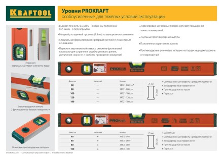 Уровень KRAFTOOL &quot;KRAFT-MAX&quot;, особо усиленный, 2 ампулы, 2 фрезерованные базовые поверхности, 120см 34721-120_z01 купить в Нижневартовске