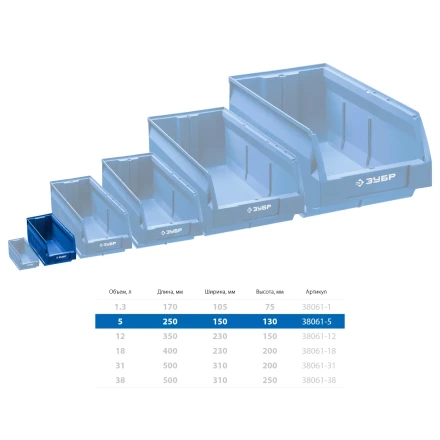 ЗУБР ЛСК-5, 5 л, 250 х 150 х 130 мм, складской лоток, Профессионал (38061-5) купить в Нижневартовске