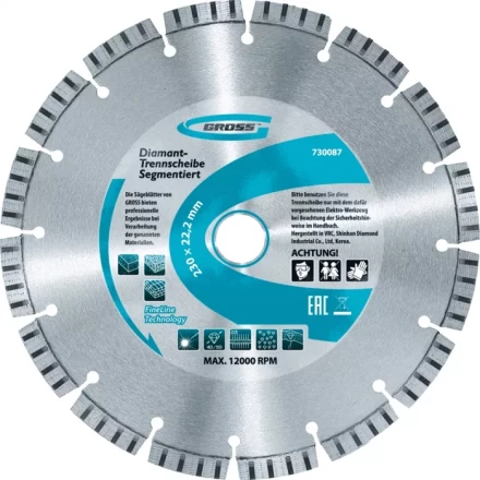 Диск алмазный 115 х 22,2 мм лазерная приварка турбо-сегментов сухое резание GROSS 730027 купить в Нижневартовске