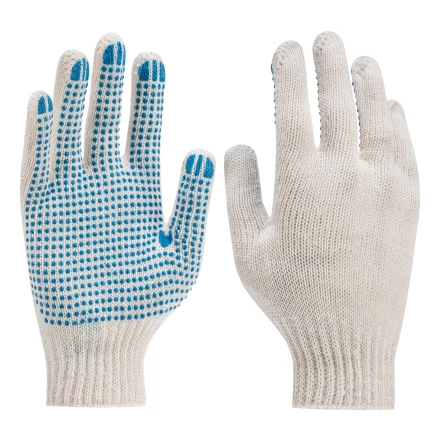 Перчатки трикотажные усиленные, с ПВХ точкой, 7 класс вязки Россия 677745 купить в Нижневартовске