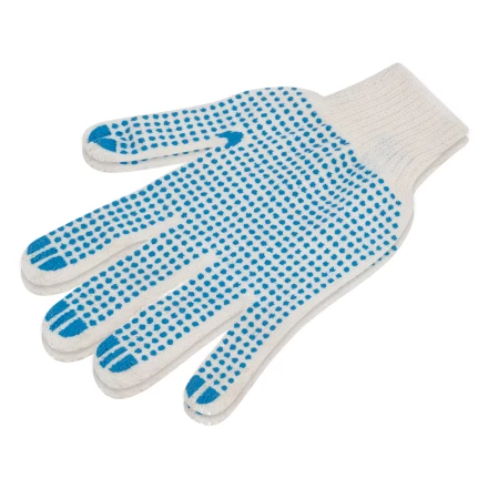 Перчатки трикотажные усиленные, с ПВХ точкой, 7 класс вязки Россия 677745 купить в Нижневартовске