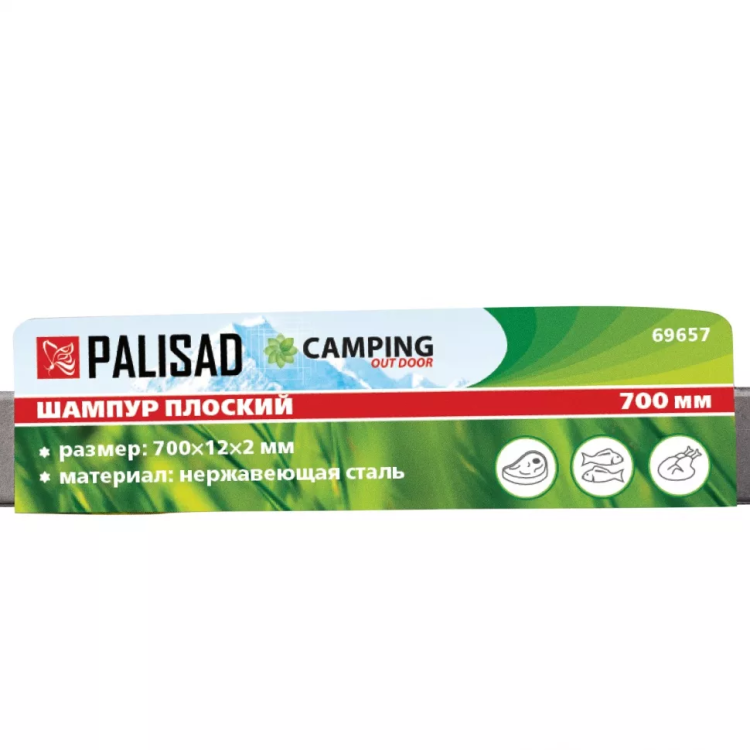 Шампур плоский, 700х12 х 2 мм, нержавеющая сталь, Camping Palisad 69657 купить в Нижневартовске