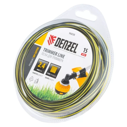 Леска для триммера двухкомпонентная квадратная, 2,4мм х 15м, блистер SkyCutter Denzel 96838 купить в Нижневартовске
