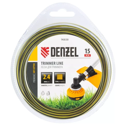 Леска для триммера двухкомпонентная квадратная, 2,4мм х 15м, блистер SkyCutter Denzel 96838 купить в Нижневартовске