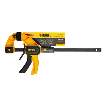 Струбцина F-образная Denzel, быстрозажимная, 300 х 80 мм, усиленный нейлоновый корпус, 20506 купить в Нижневартовске