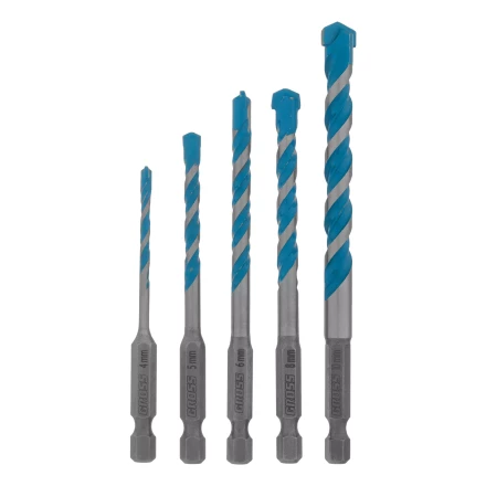 Набор сверл универсальных Gross 706017, Multipurpose PRO, 6-гр. хвостовик, 4-10мм, 5шт купить в Нижневартовске