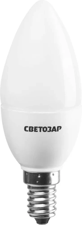 Лампа СВЕТОЗАР светодиодная "LED technology", цоколь Е14, теплый белый свет (2700К), 220В, 5Вт (45), свеча 44500-40_z01 купить в Нижневартовске