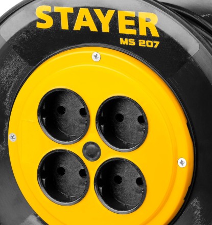Удлинитель на катушке &quot;MS 207&quot;, 40 м, 2200 Вт, 4 гнезда, ПВС 2x0,75 мм2, STAYER 55073-40 купить в Нижневартовске