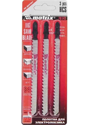 Полотна для электролобзика по дереву 3 шт 50 х 1,2мм HCS EU - хвостовик MATRIX 78140 купить в Нижневартовске